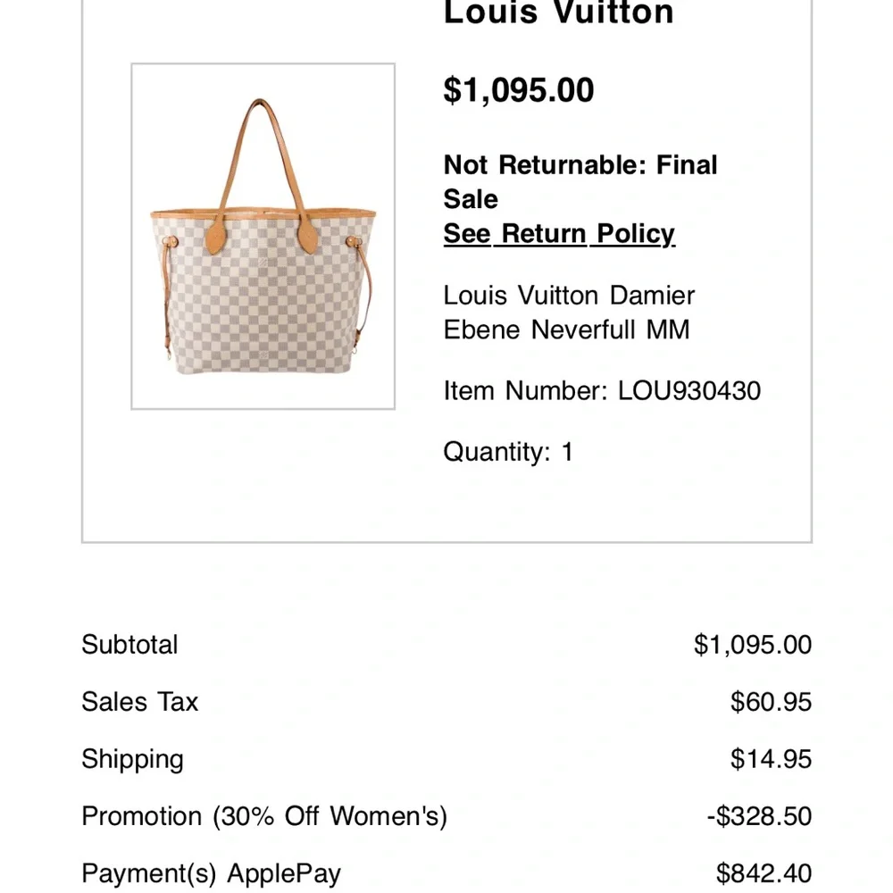 Louis Vuitton Damier Azur Tote with Vachetta Trim - Picture 16 of 16